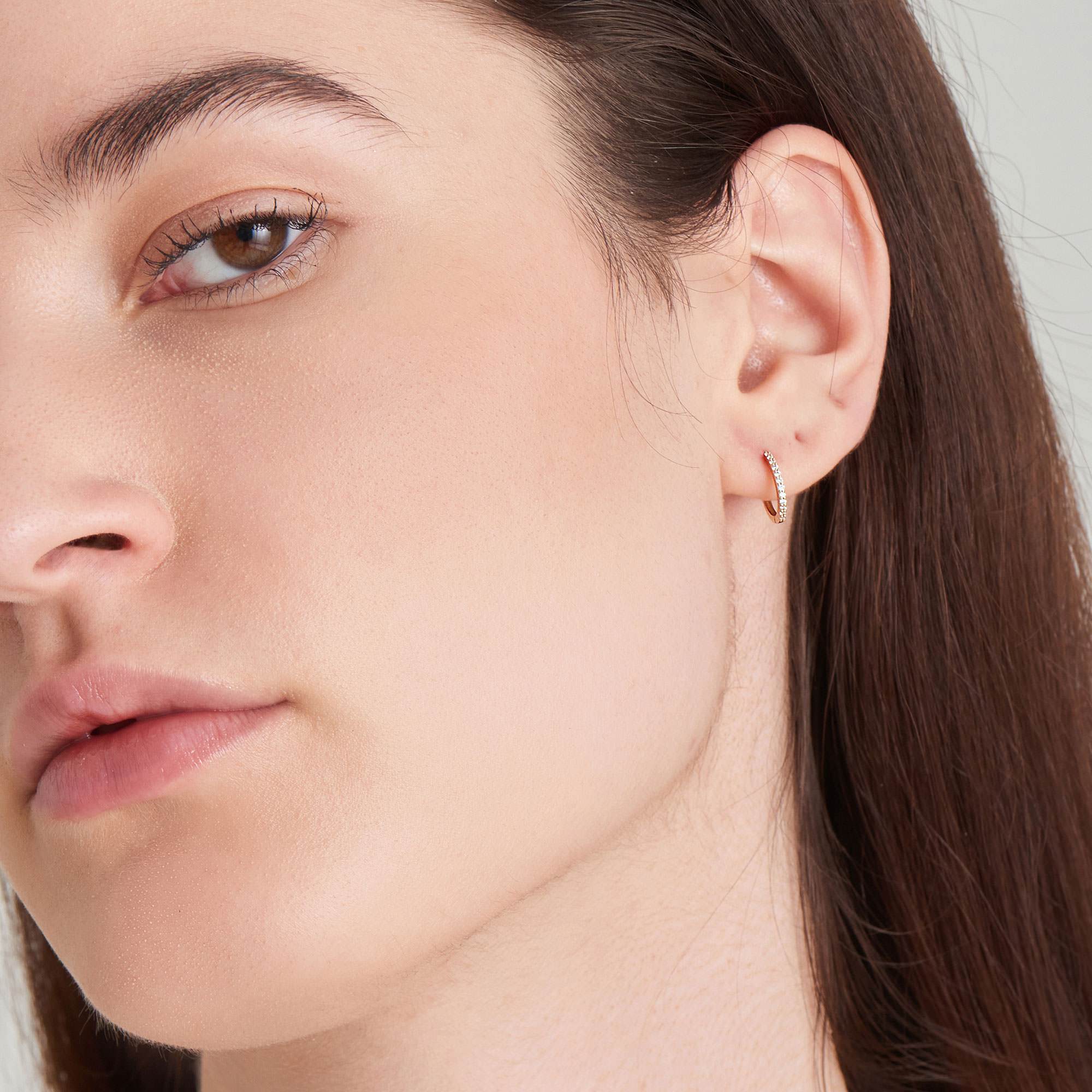 Ania Haie 14ct Gold Natural Diamond Huggie Hoop Earrings