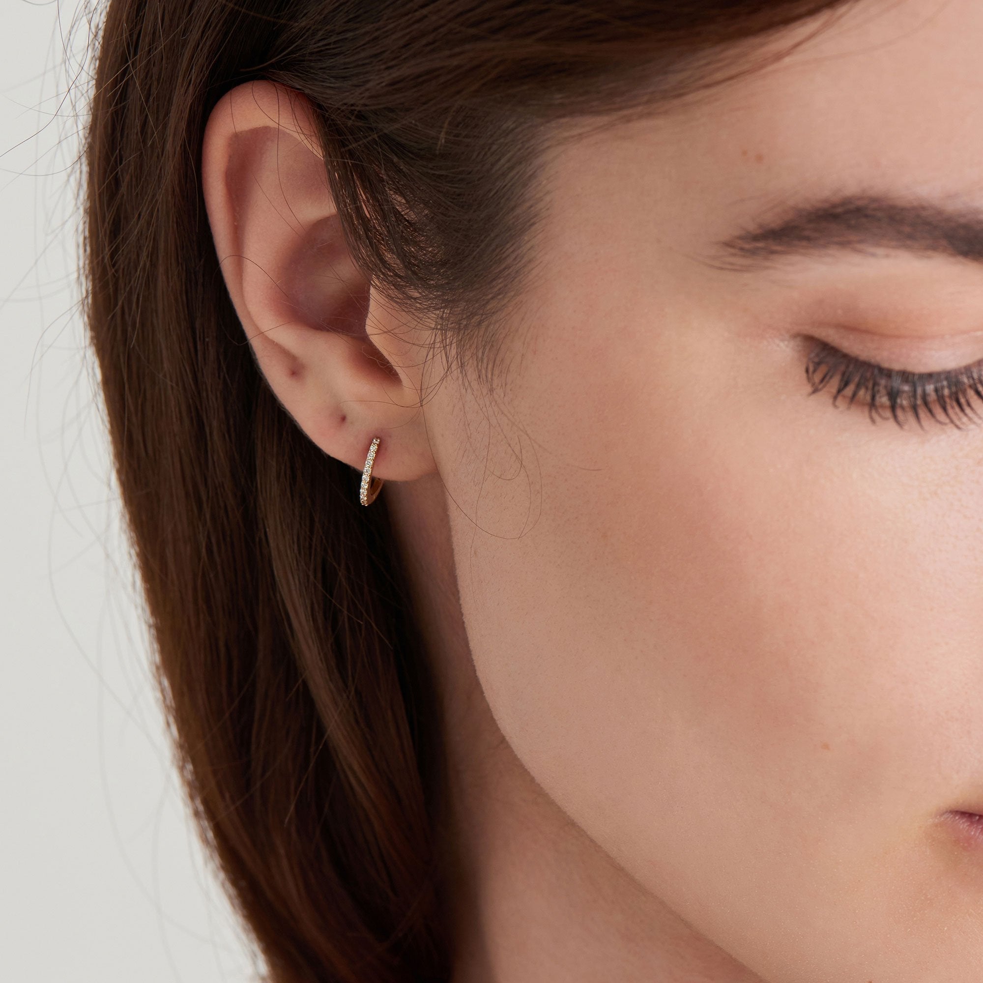 Ania Haie 14ct Gold Natural Diamond Huggie Hoop Earrings