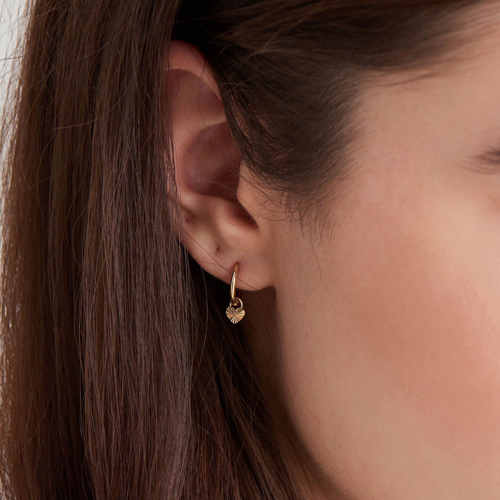 Ania Haie 14ct Gold Heart Padlock Huggie Hoop Earrings