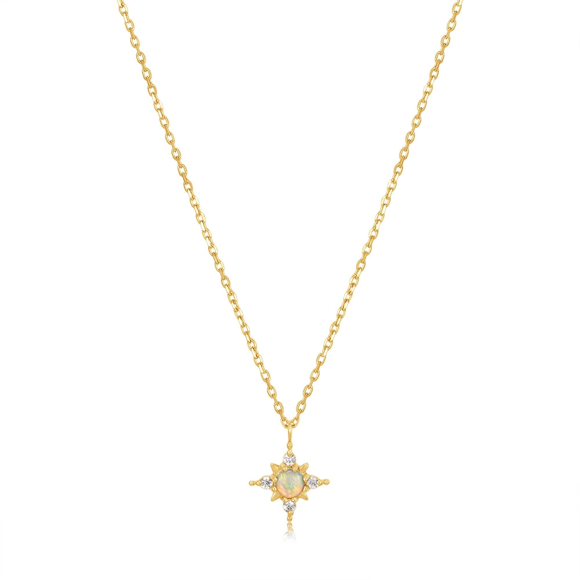 Ania Haie 14ct Gold Opal and White Sapphire Star Necklace