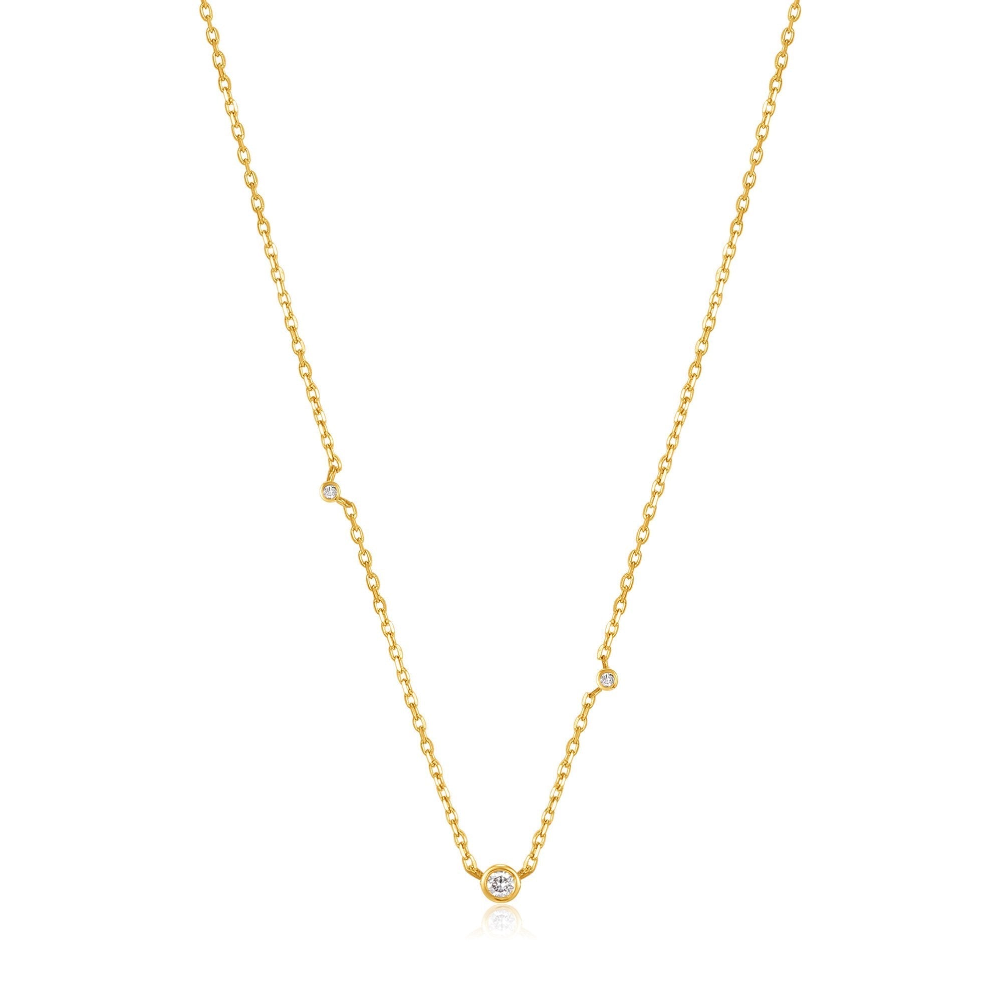 Ania Haie 14ct Gold Triple Natural Diamond Necklace