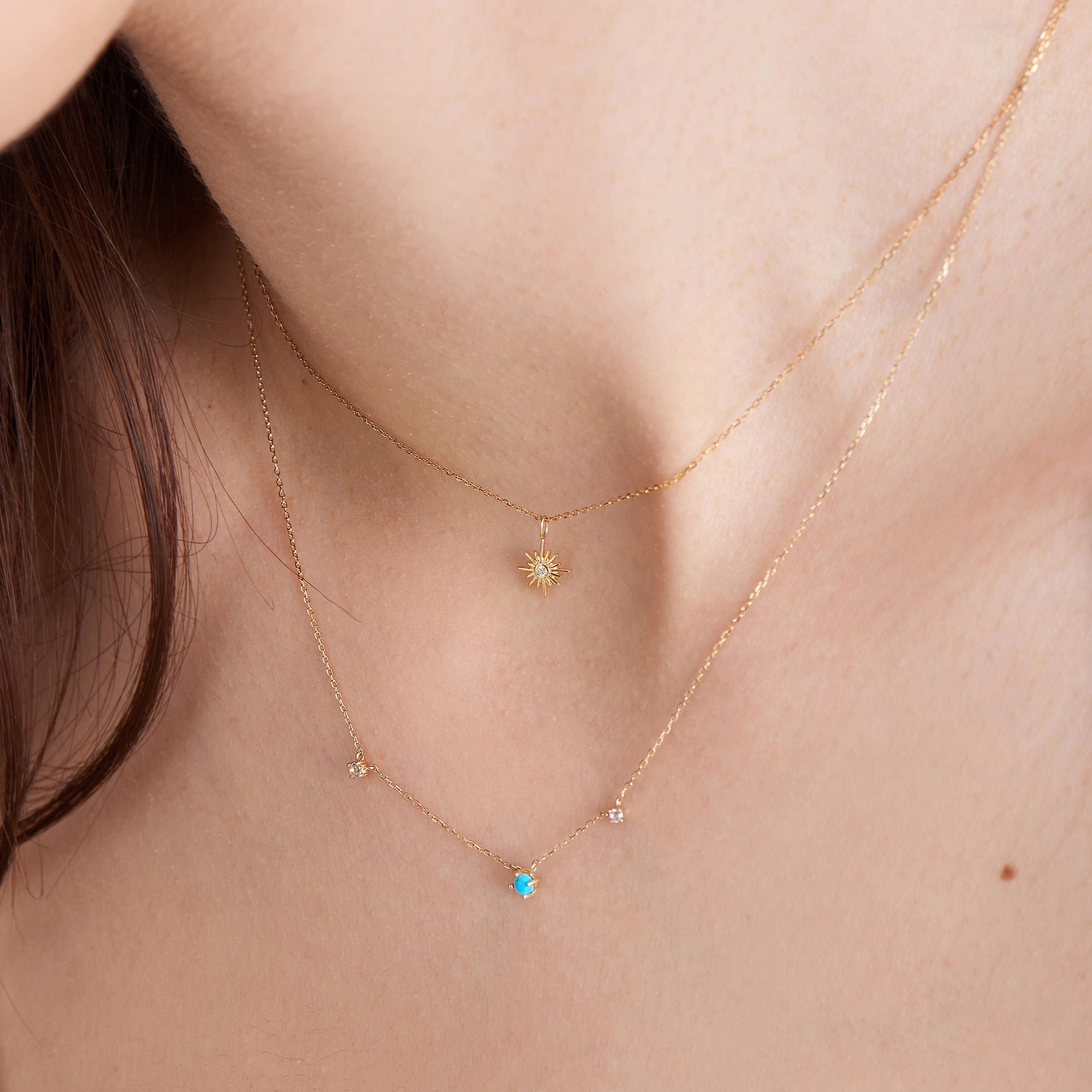 Ania Haie 14ct Gold Sunburst Natural Diamond Necklace