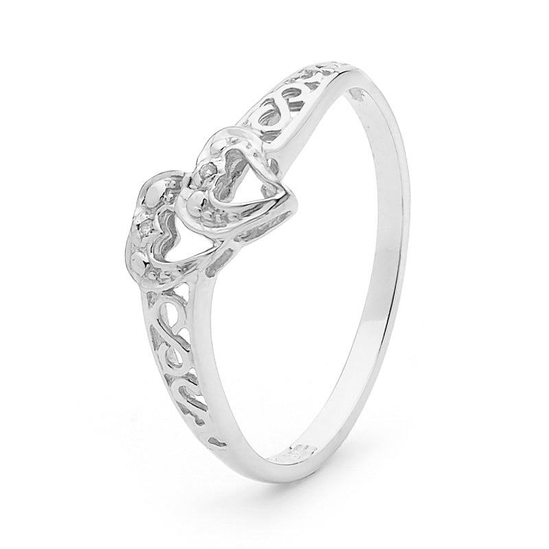White Gold Diamond "Love" Ring